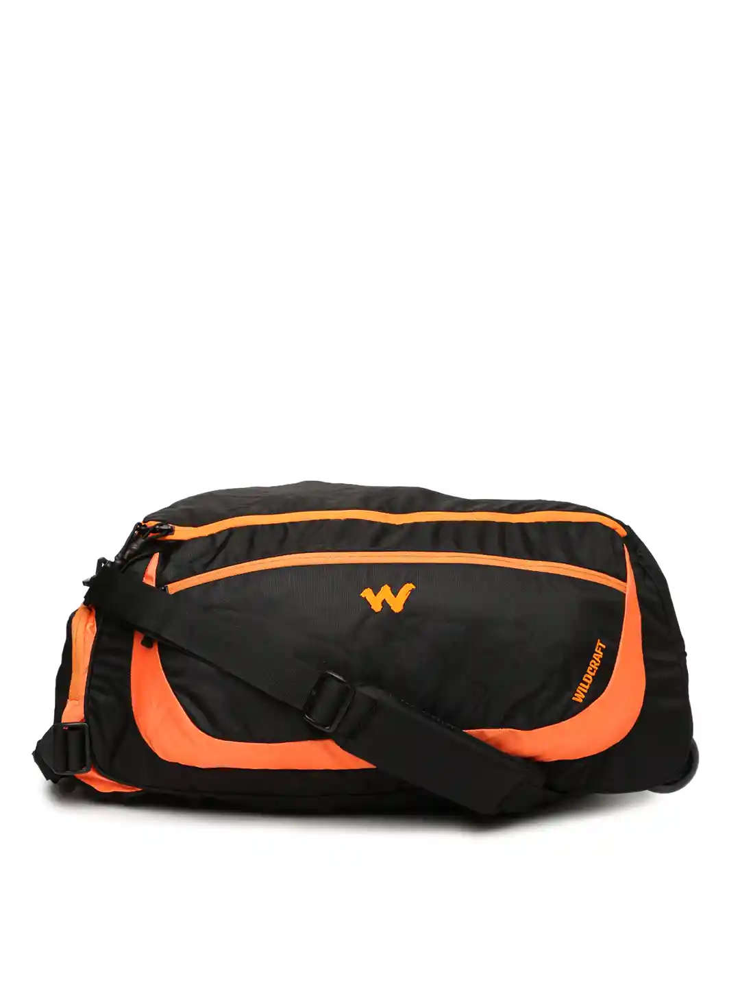 Wildcraft Unisex Black Orange Rover Duffel Bag with Skate Wheels