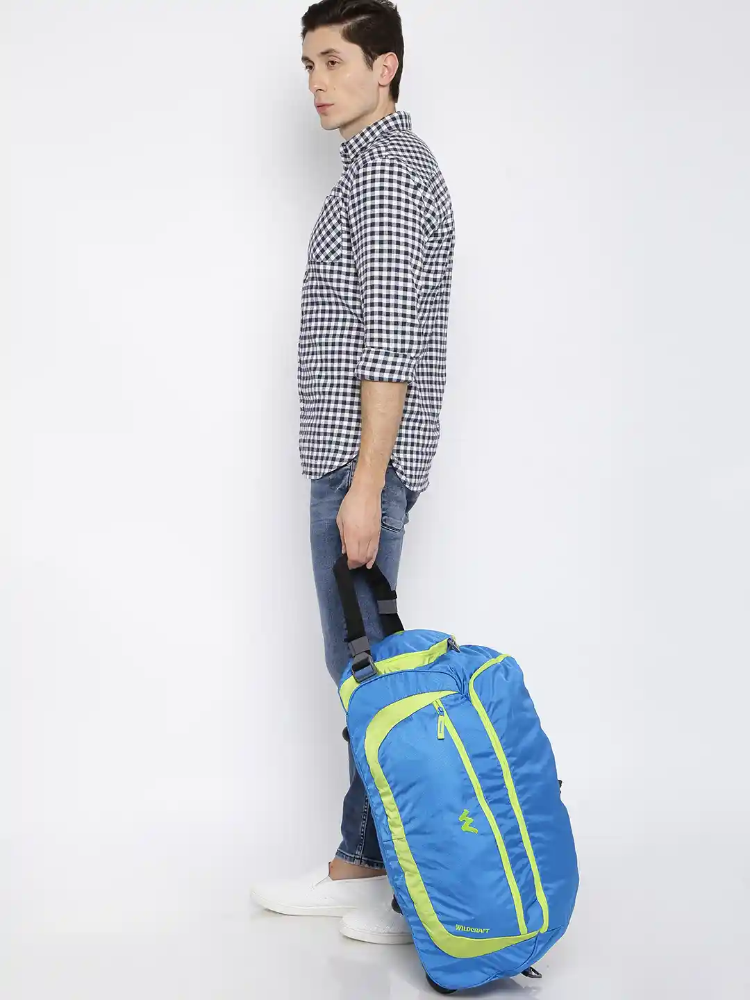 Buy Wildcraft Unisex Blue Rover Duffel Bag with Skate Wheels