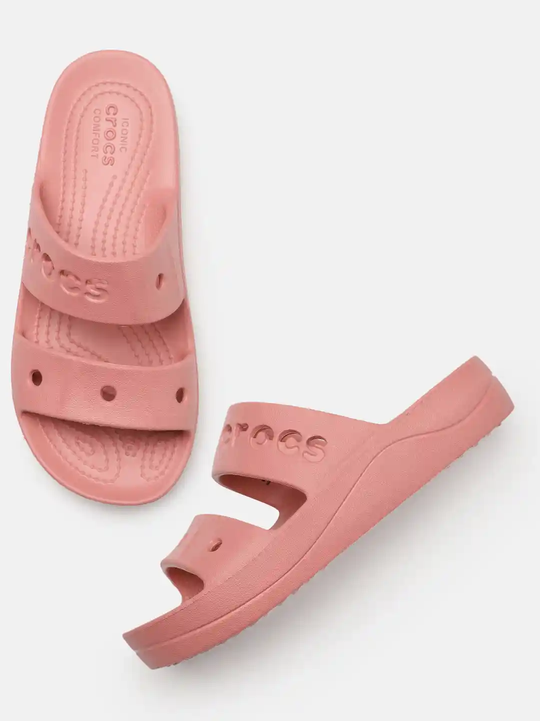 Buy Crocs Women Solid Croslite Sliders With Laser Cut Detail