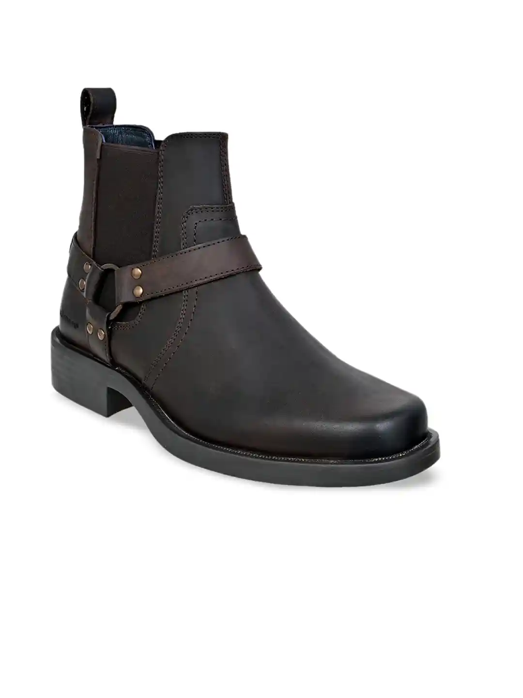 Buy HX London Men Mid Top Block Heel Leather Riding Biker Boots