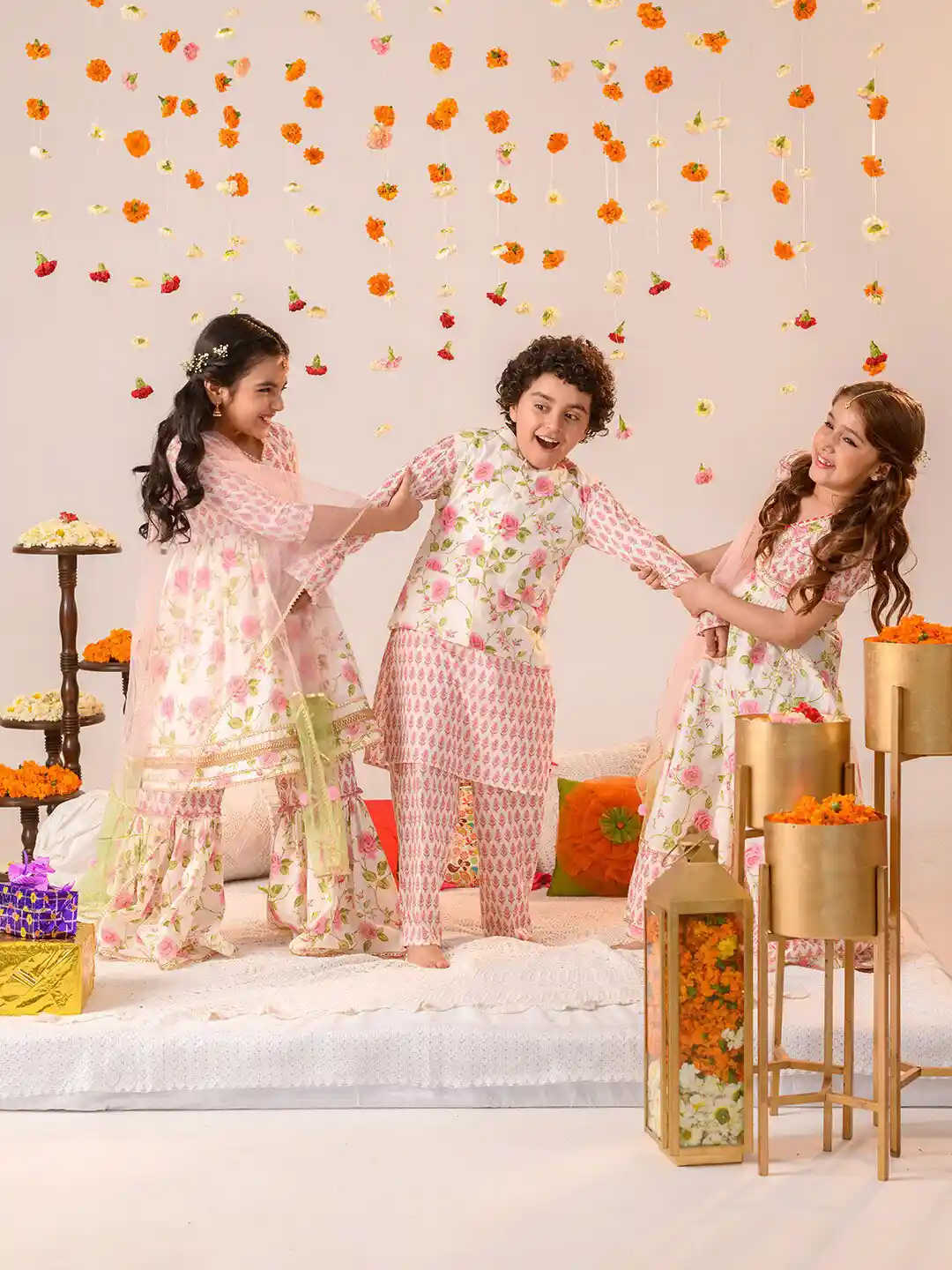 Buy pspeaches Girls Floral Printed Angrakha Gotta Patti