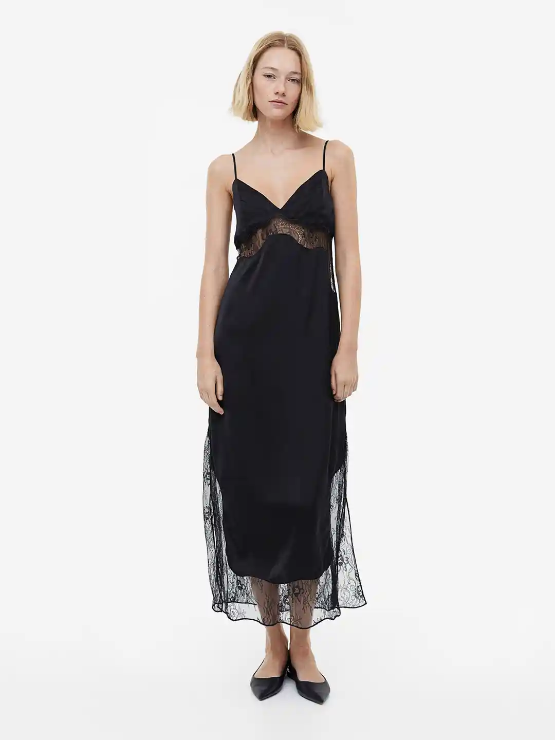 Buy H&M Lace-Detail Satin Slip Dress Dresses for Women 23253374