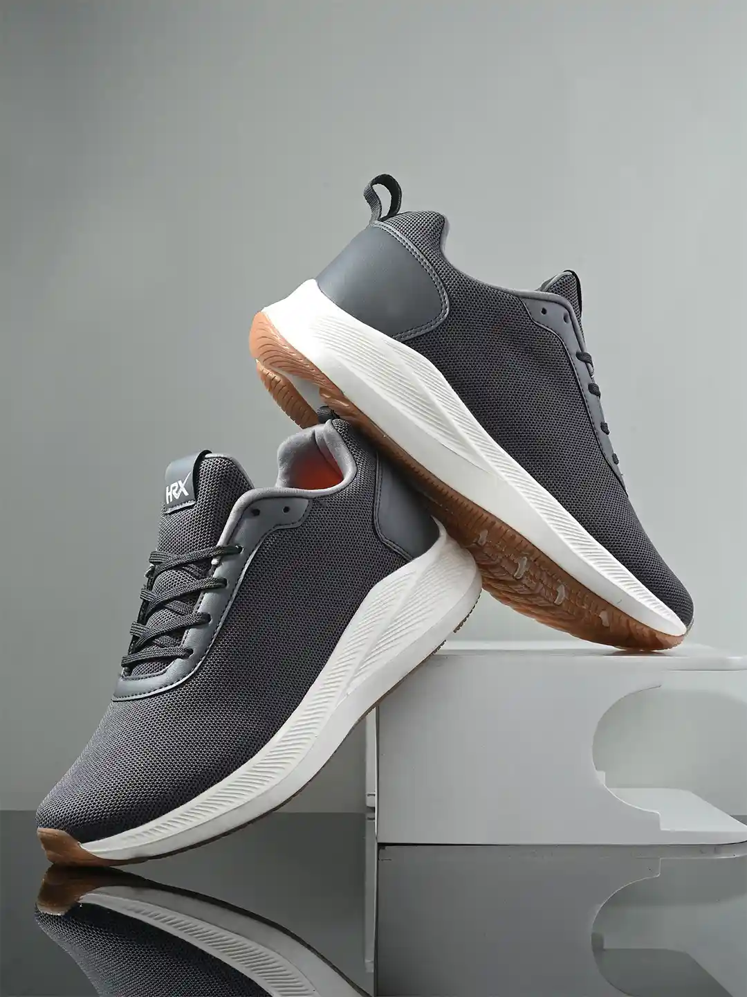 Grey Hrx Men Shoes HRX By Hrithik Roshan Men Grey Orange Mesh