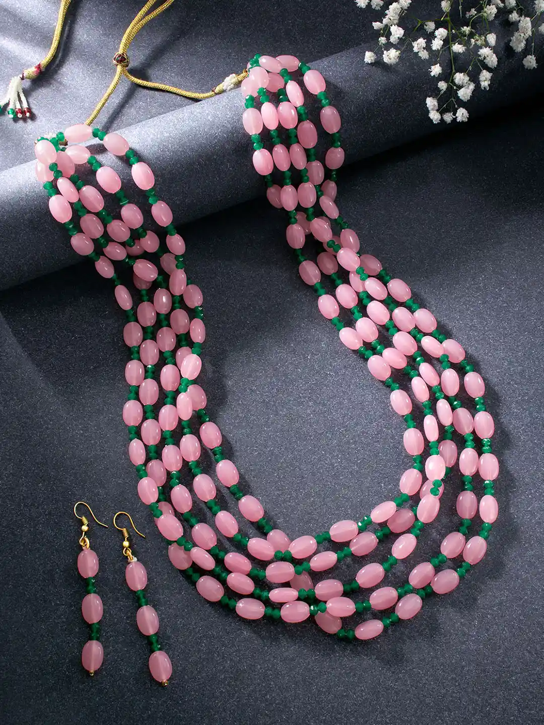Buy Peora Gold-Plated Artificial Beads Layered Jewellery Set
