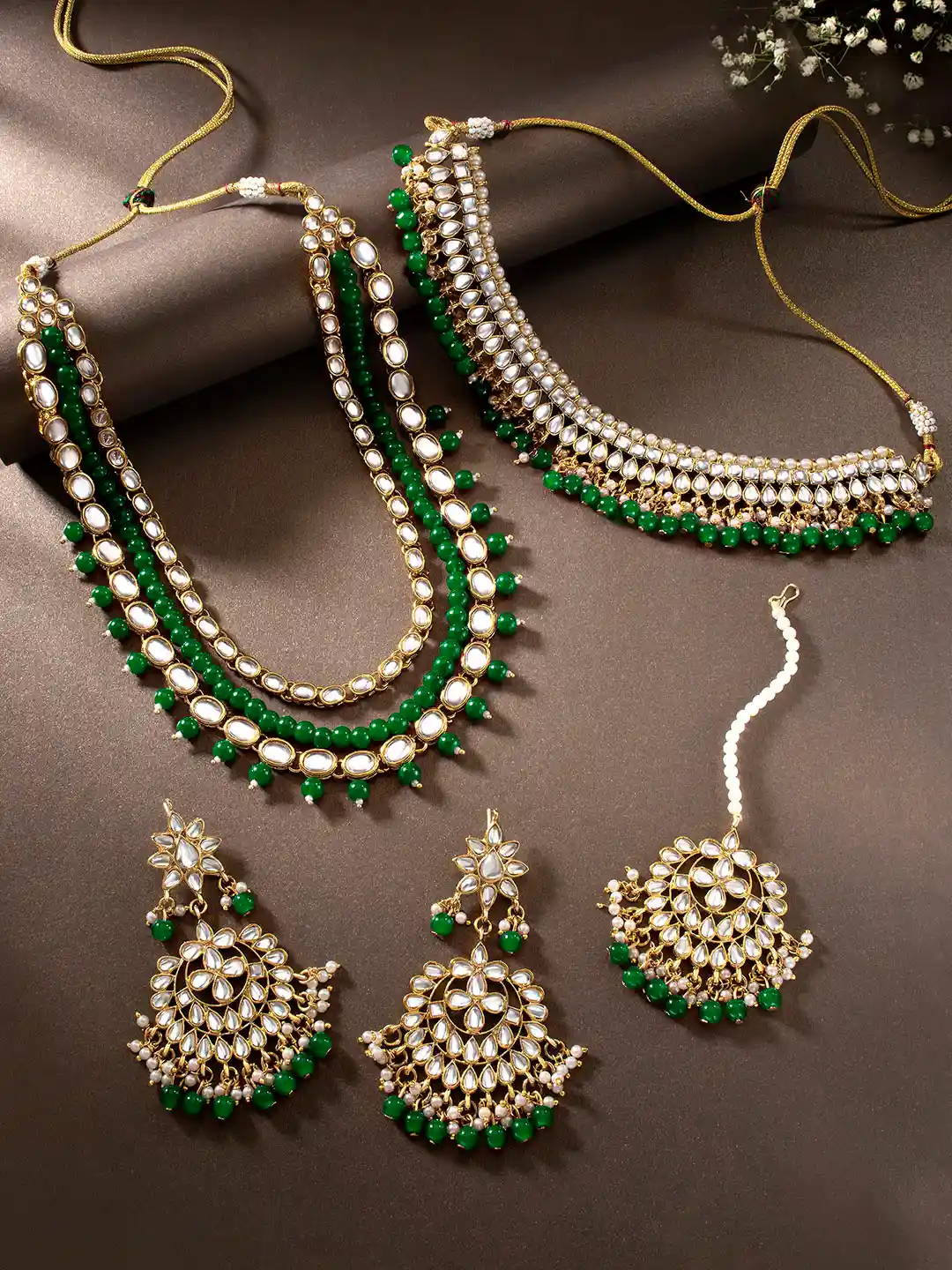 Jewellery Set Myntra Kundan Earrings Buy Peora Gold-Plated Kundan