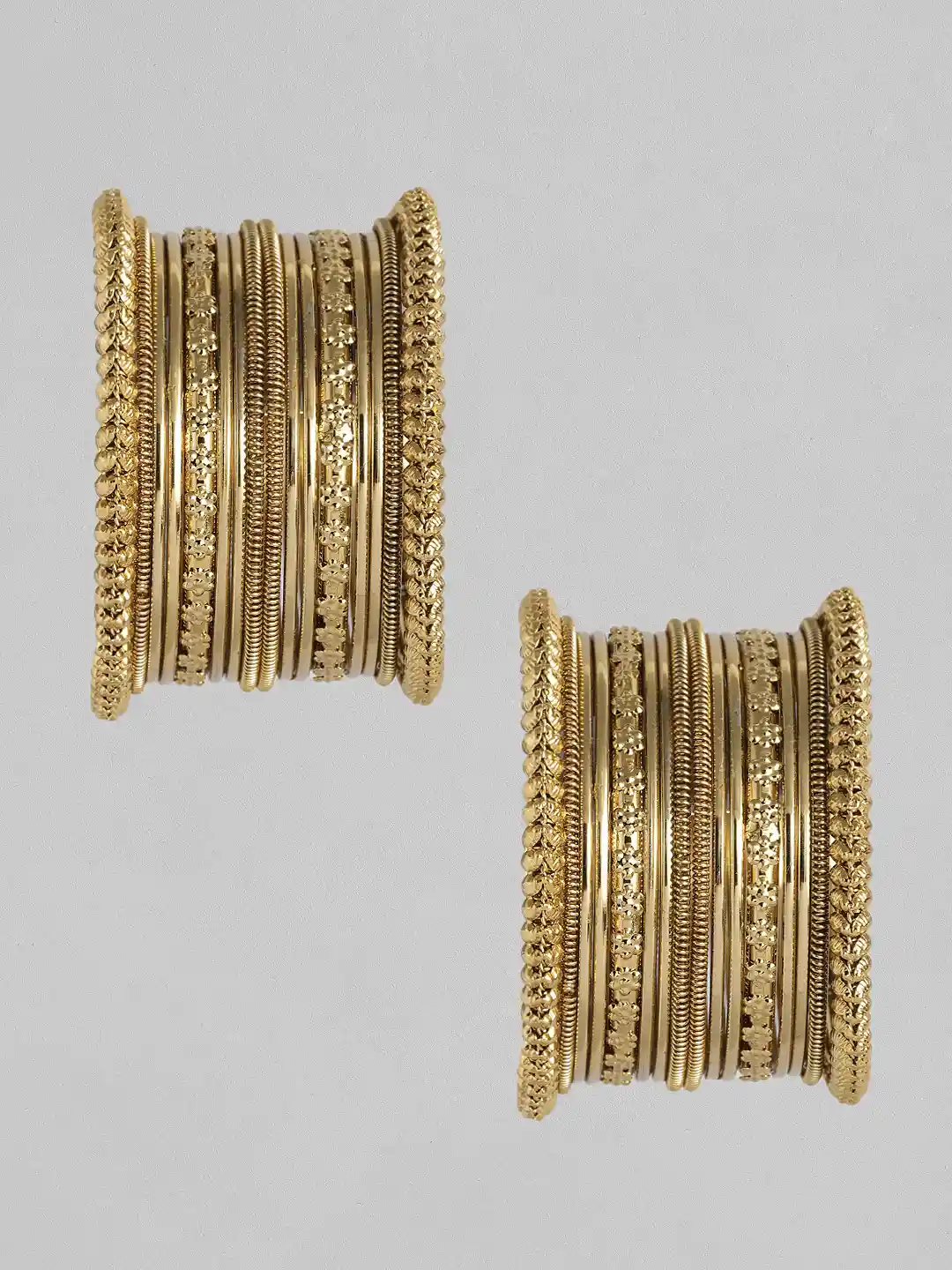 Golden Colour Metal Bangles Peora Women Set Of 32 Gold-Plated