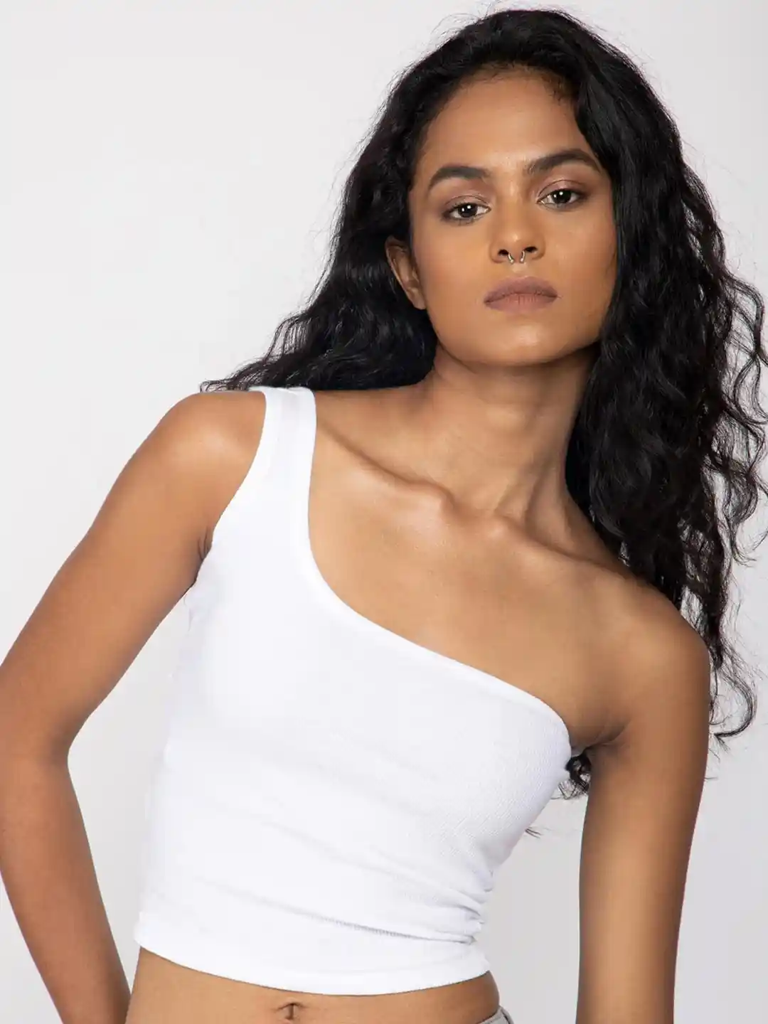 And Mary Nana ribbon one-shoulder tops