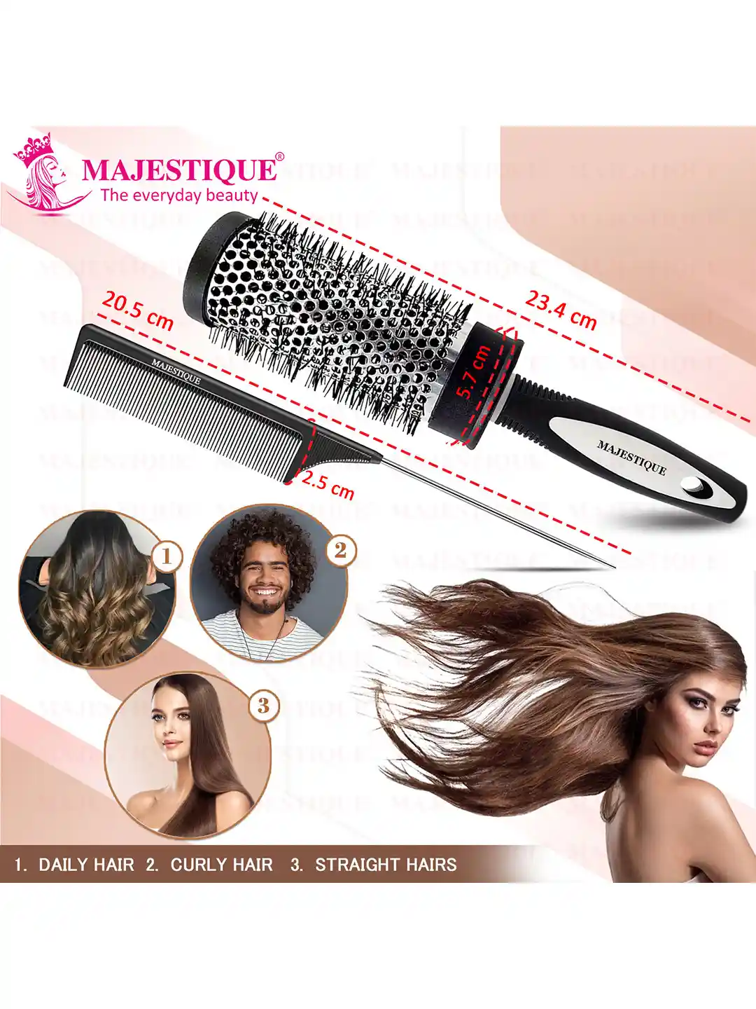 Buy MAJESTIQUE Blow Dryer Brush Inch Tail Comb For Blow Drying