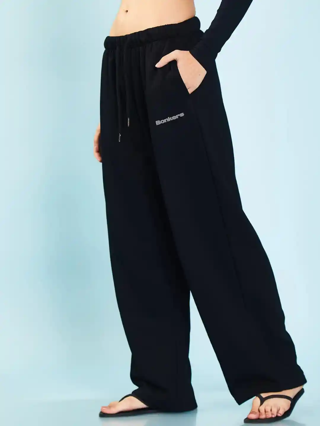 Buy Bonkers Corner Women Black Mid-Rise Loose Fit Track Pants