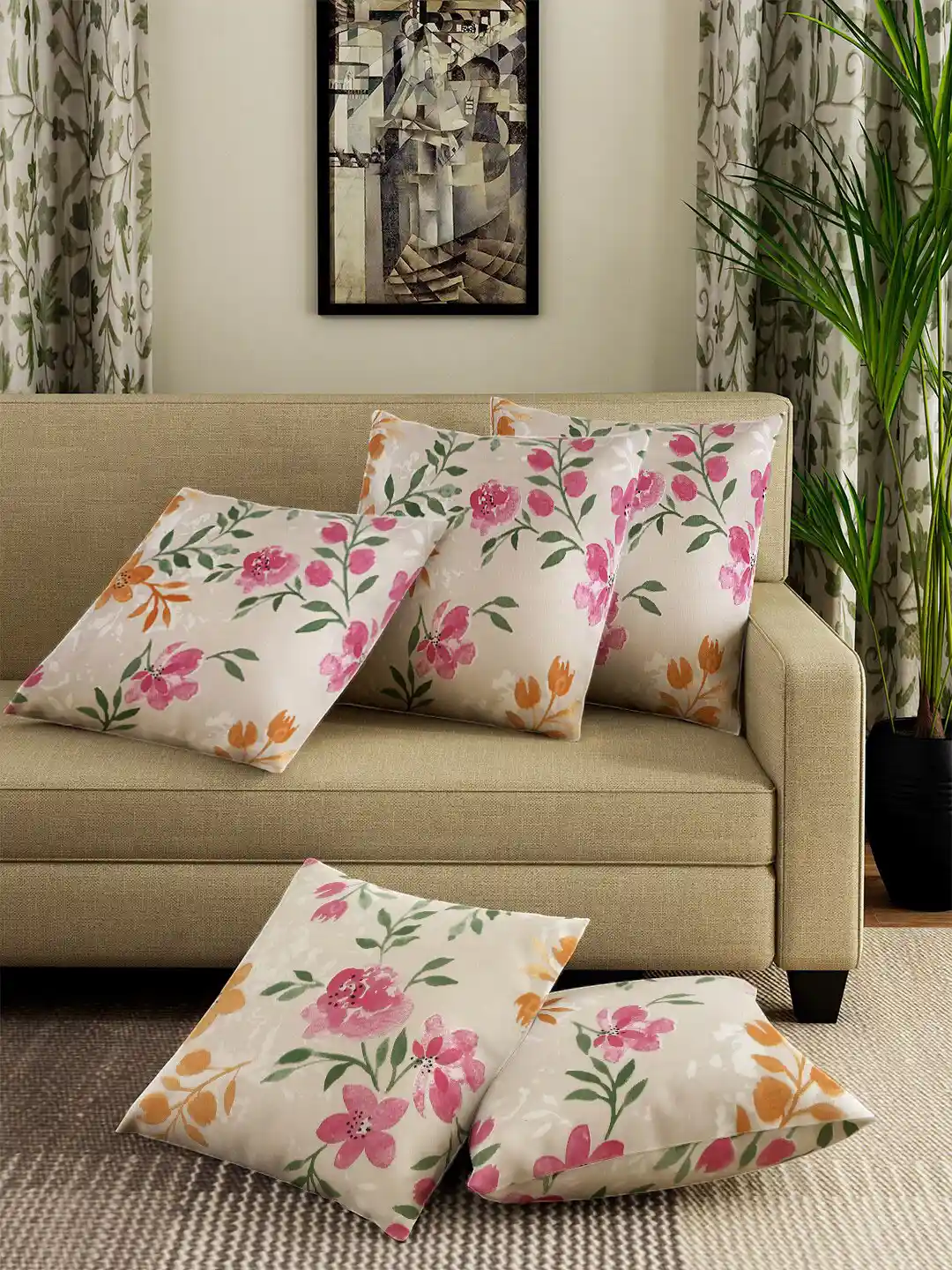 Buy Sangria White Pink Pieces Floral Printed Pure Cotton