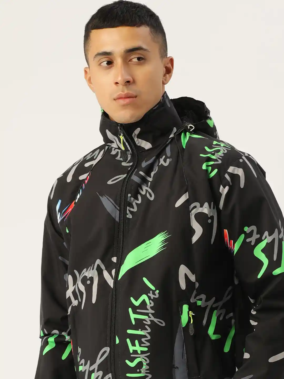 Buy Sports52 wear Men Printed Detachable Hood Rain Jacket Rain