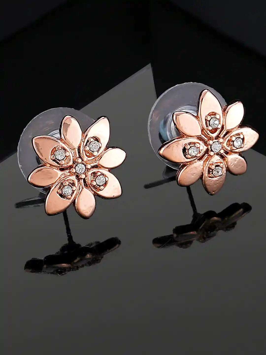 Estele Rose Gold-Plated Floral Shaped Studs Earrings