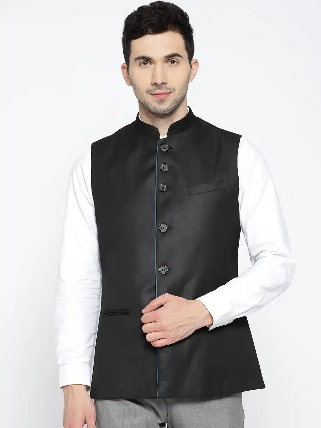 Buy John Players Black Solid Slim Fit Nehru Jacket Nehru Jackets
