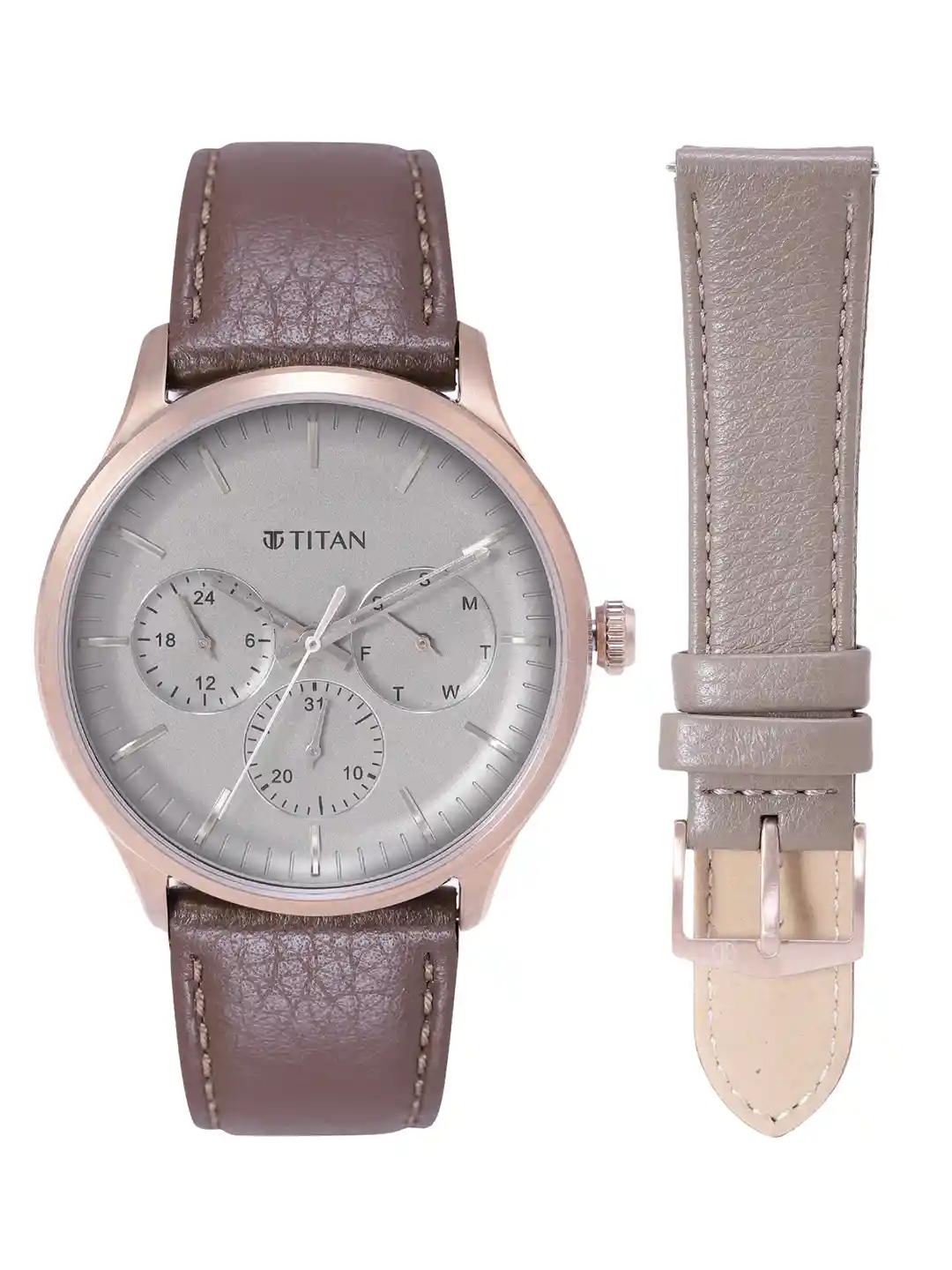 Buy Titan Men Leather Straps Classique Analogue Watch- NQ90125WL03