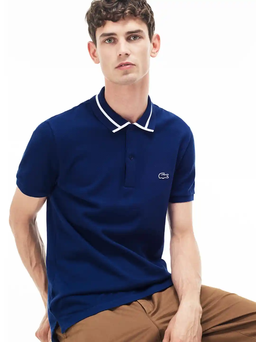 Buy Lacoste Men Navy Solid Polo T-shirt Tshirts for Men 2332554