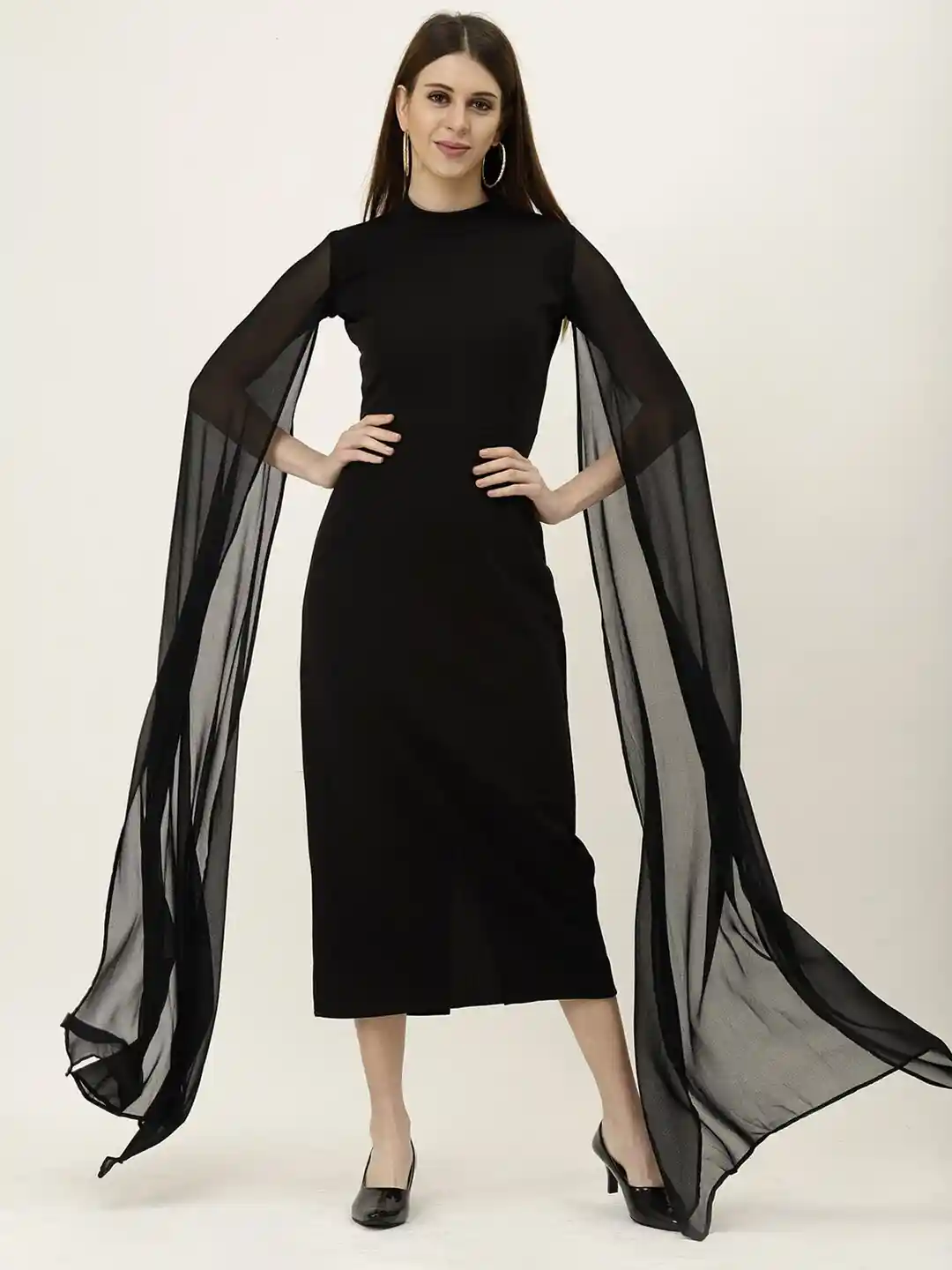 cape back dipped hem midi dress Cape Back Dipped Hem Midi Dress New Arrivals