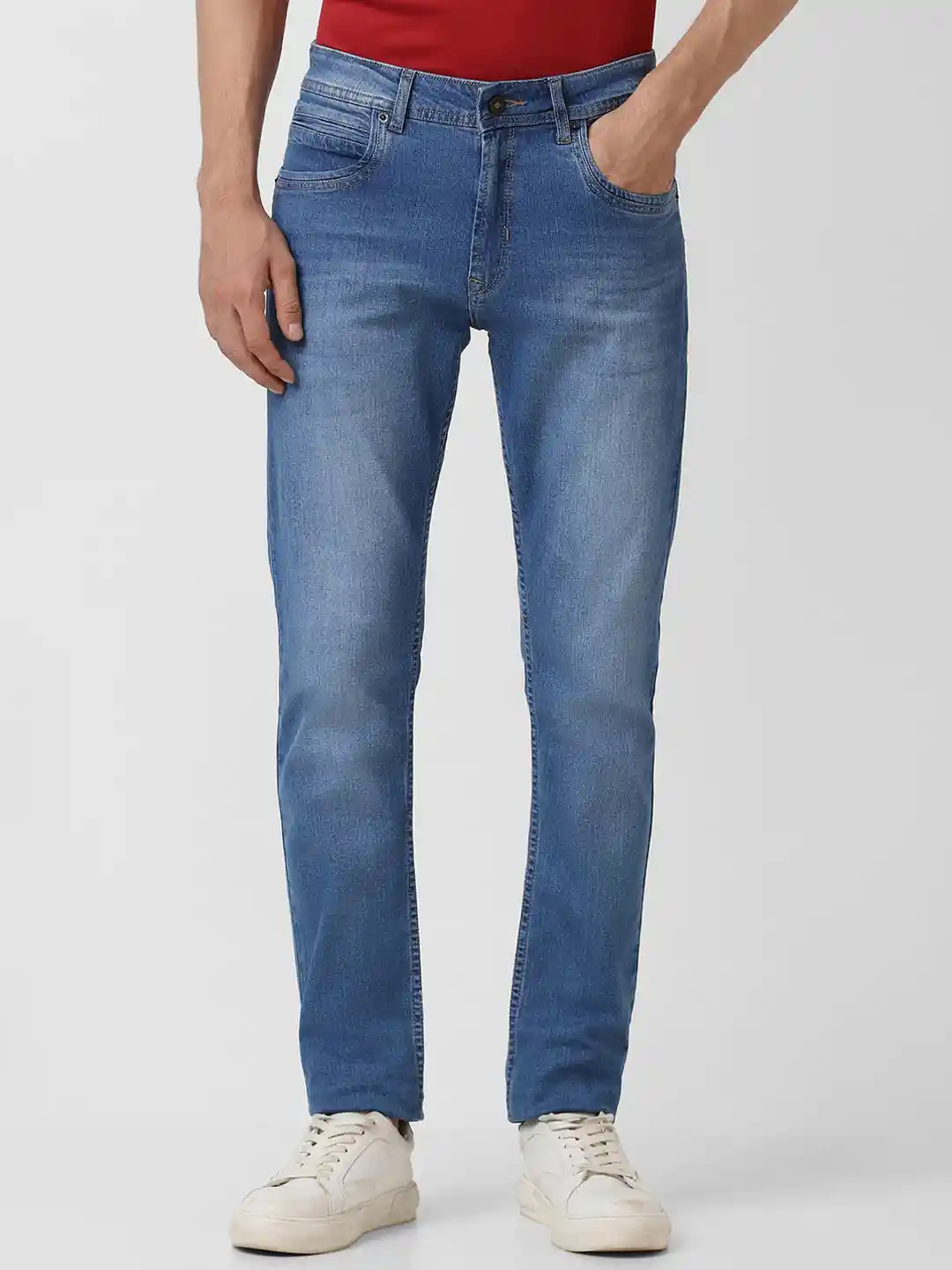 Peter England Casuals Men Mid-Rise Tapered Fit Heavy Fade Jeans - Main Image