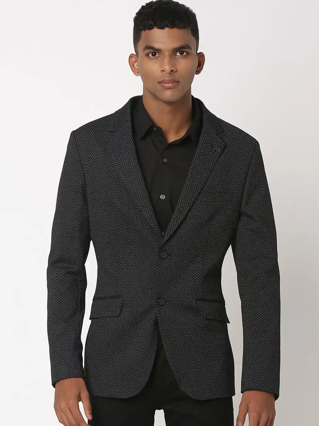 Buy Mufti Printed Slim-Fit Single-Breasted Blazer Blazers for