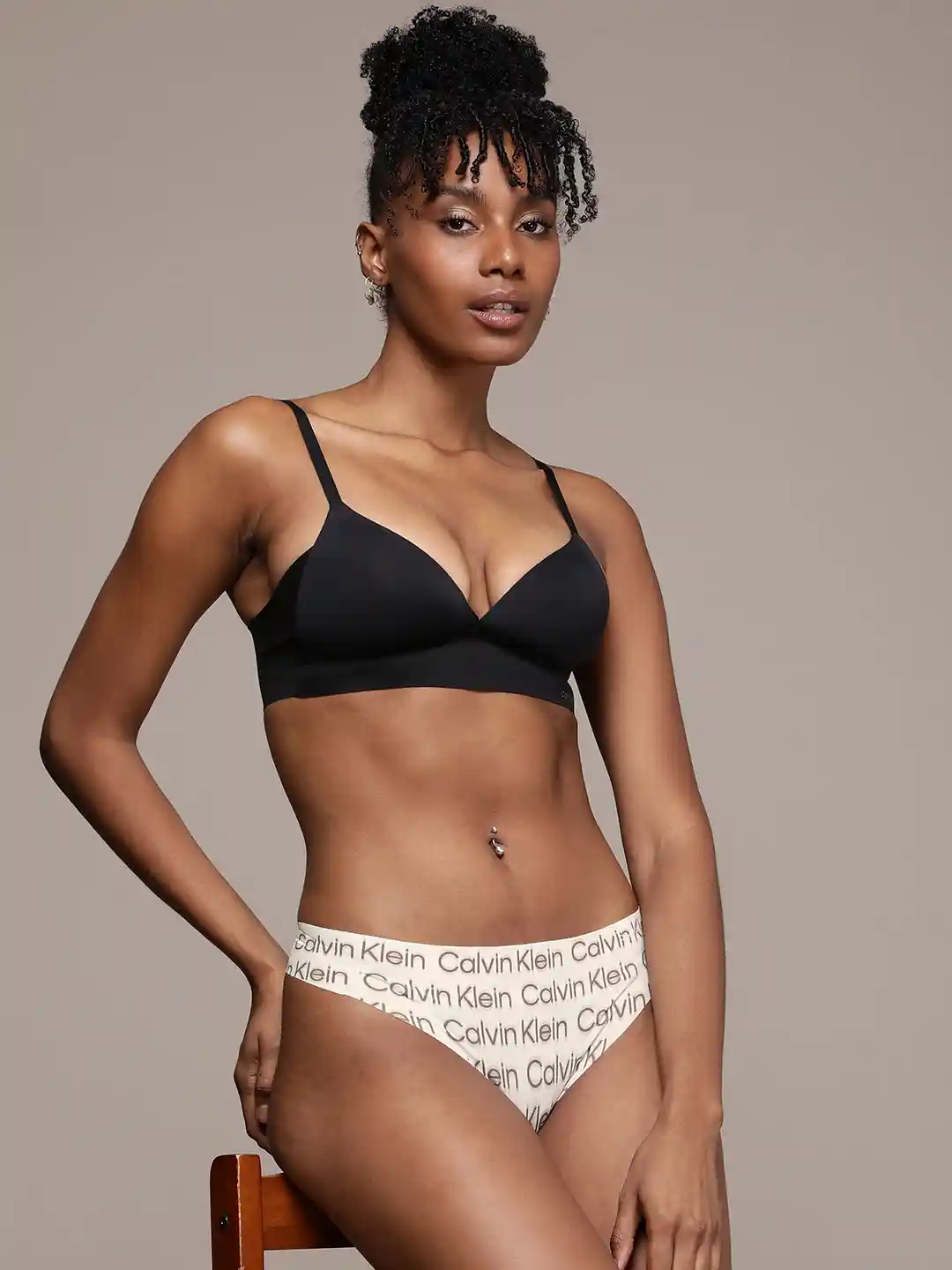 Buy Calvin Klein Underwear Women Brand Logo Printed Seamless Thong