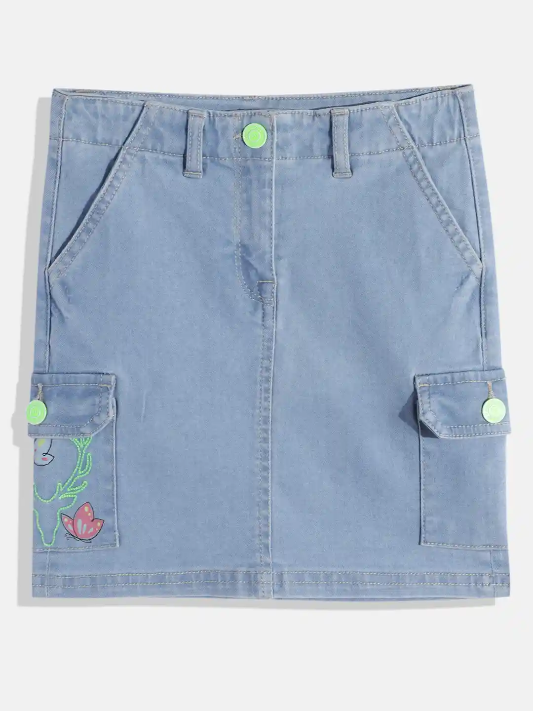 Buy Allen Solly Junior Girls Embroidered Pockets Denim Cargo Style