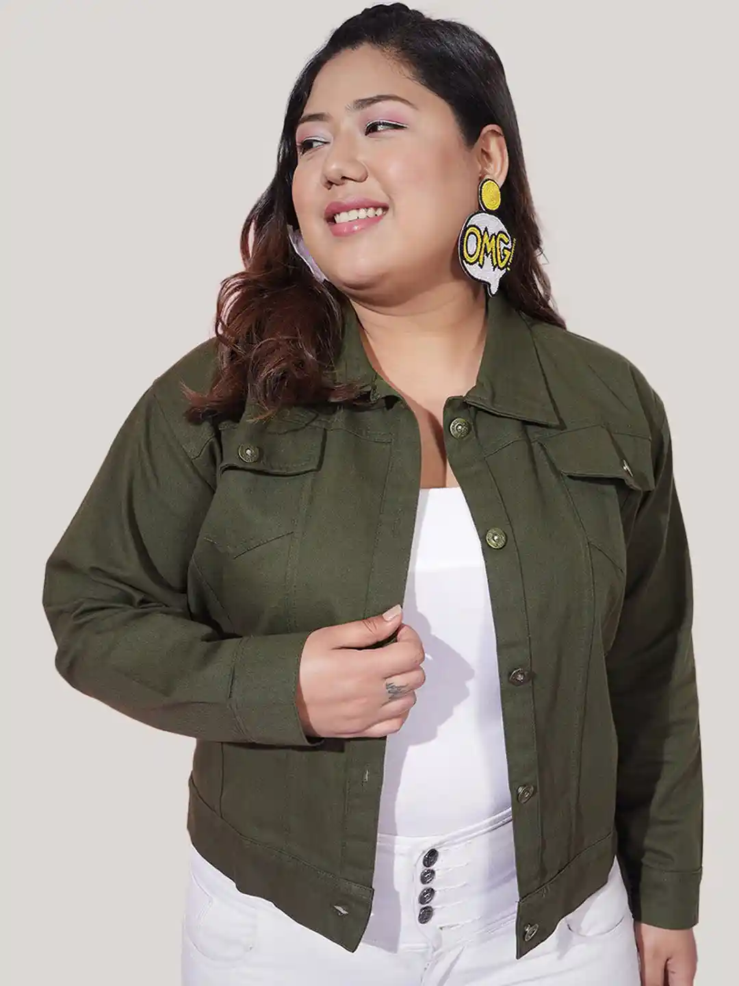 Buy BUY NEW TREND Curvy Plus Size Lightweight Twill Denim Jacket