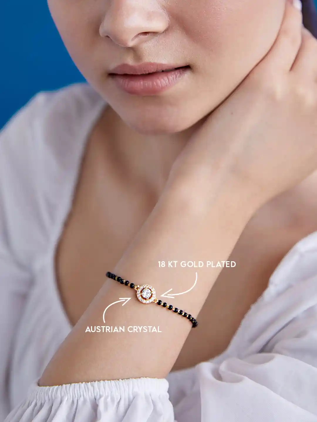 Buy AIKA BY MINUTIAE Gold-Plated Crystals Studded Beaded Link