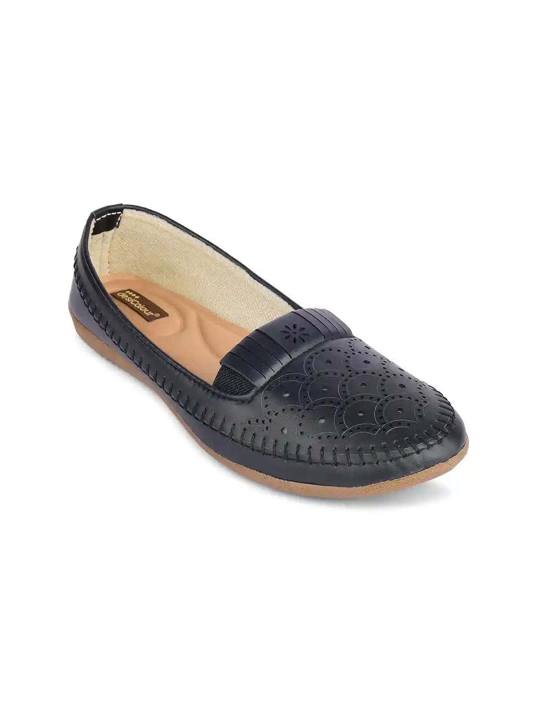 Buy DESI COLOUR Women Textured Ballerinas With Laser Cuts