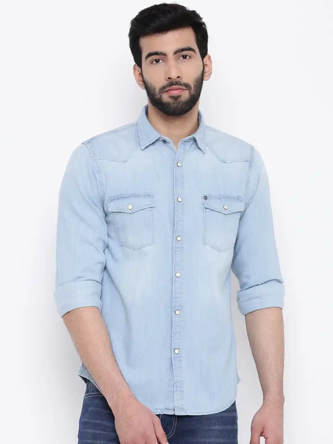 Buy Pepe Jeans Men Blue Washed Denim Shirt Shirts for Men