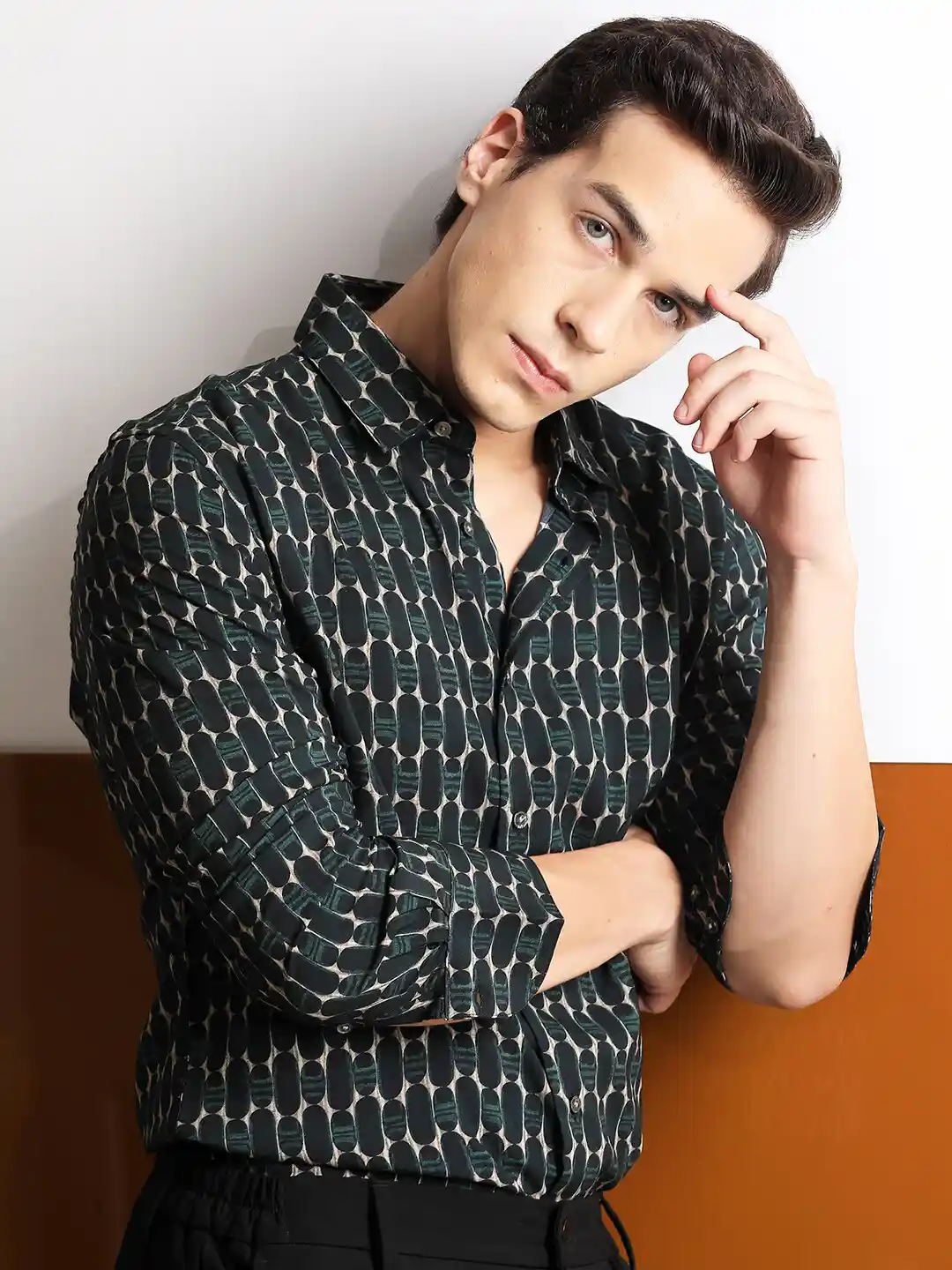 Buy RARE RABBIT Men Oliver Geometric Printed Slim-Fit Cotton Shirt