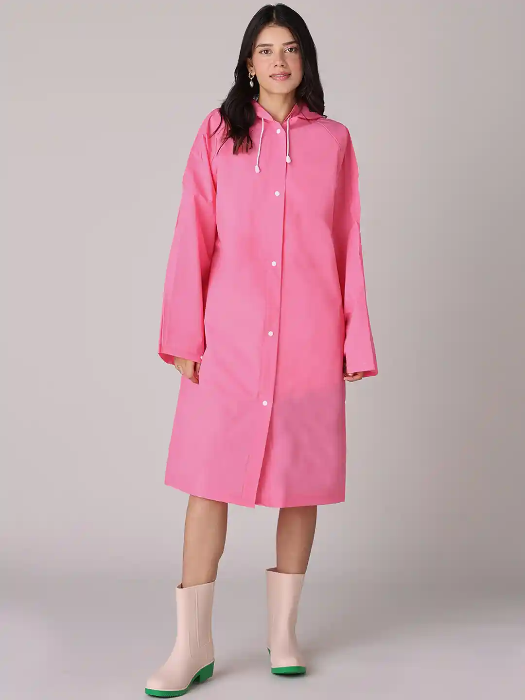 Buy 20Dresses Pink Hooded Knee Length Rain Jacket Rain Jacket