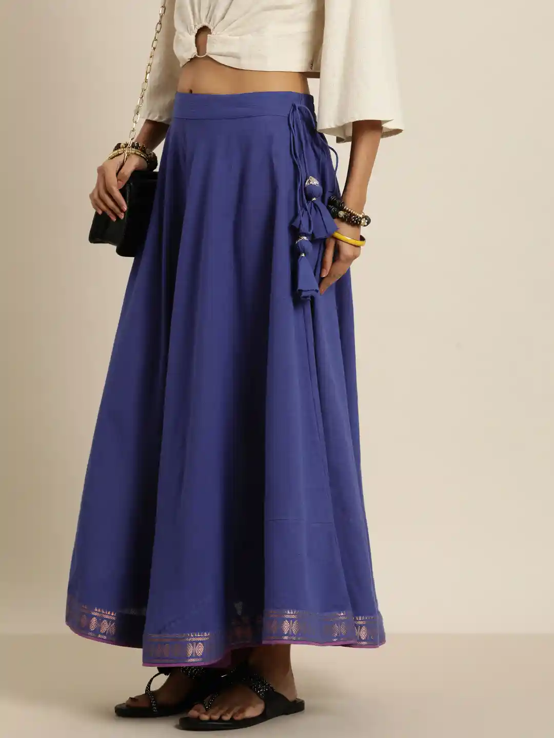 Buy Taavi Nangri Weaves Pure Cotton A-Line Maxi Skirt Skirts for