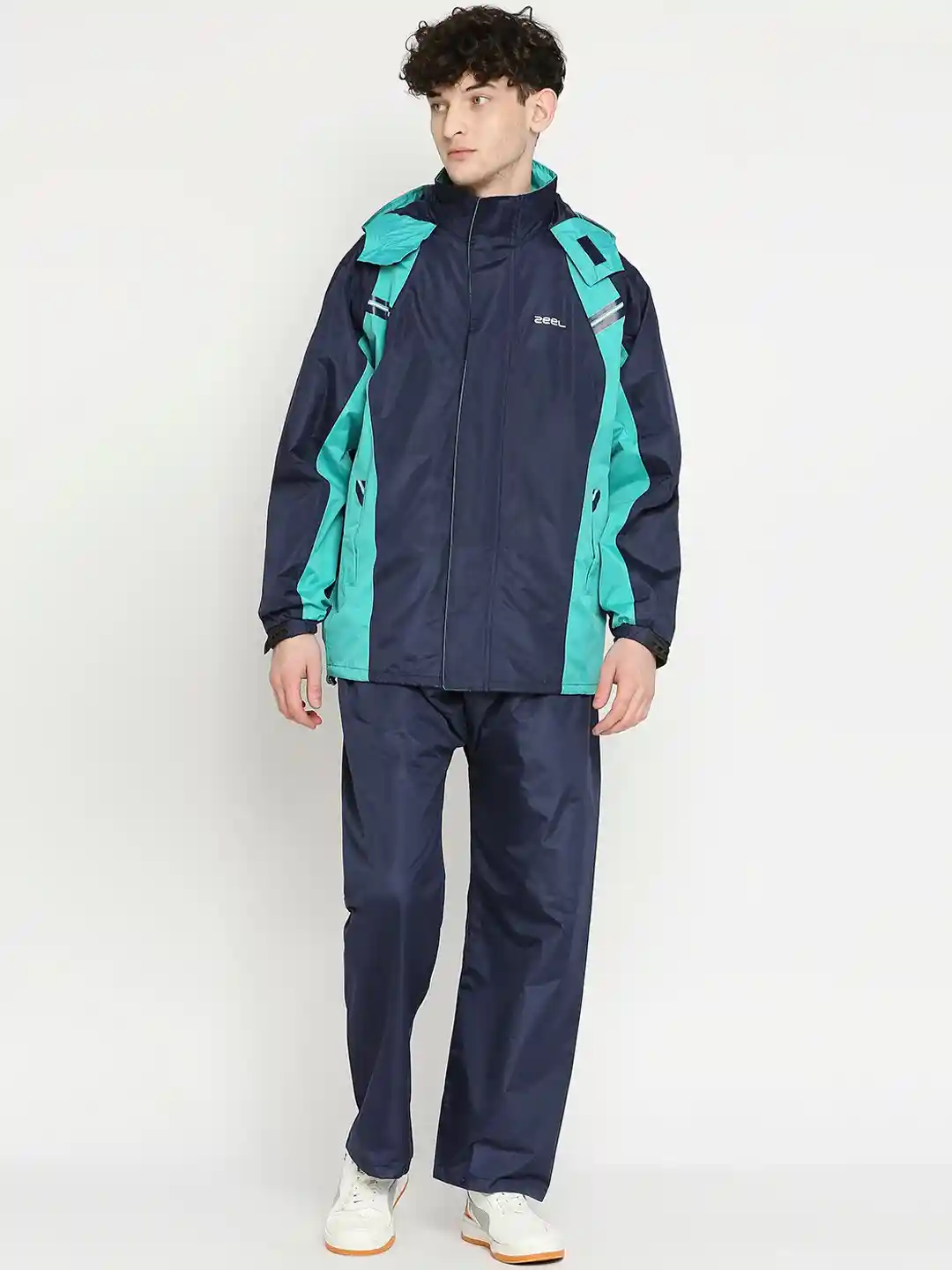 Buy Zeel Colourblocked With Brand Logo Printed Rain Jacket Rain