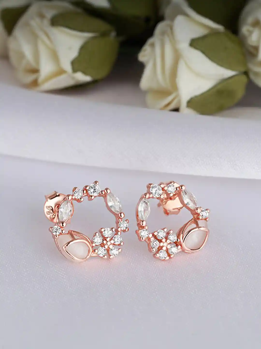 Buy GIVA 925 Silver Rose Gold Drop Wreath Studs Earrings for