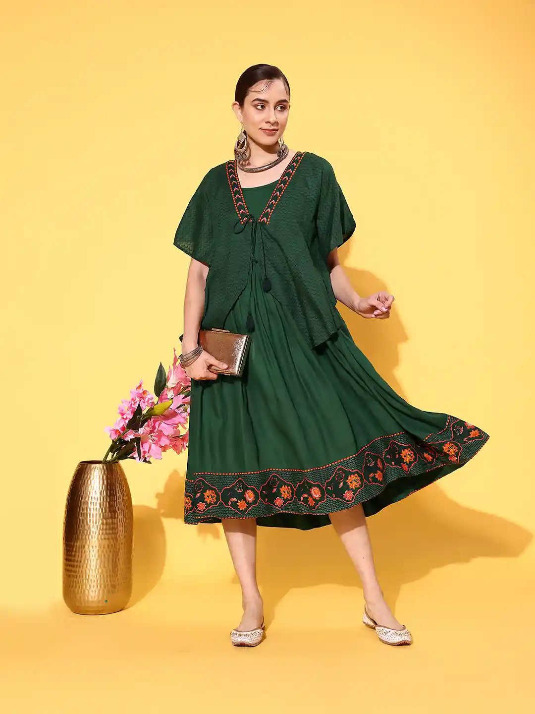 Buy Sangria Refreshing Green Sukoon-E-Mausam-Karizmatic Kaftan