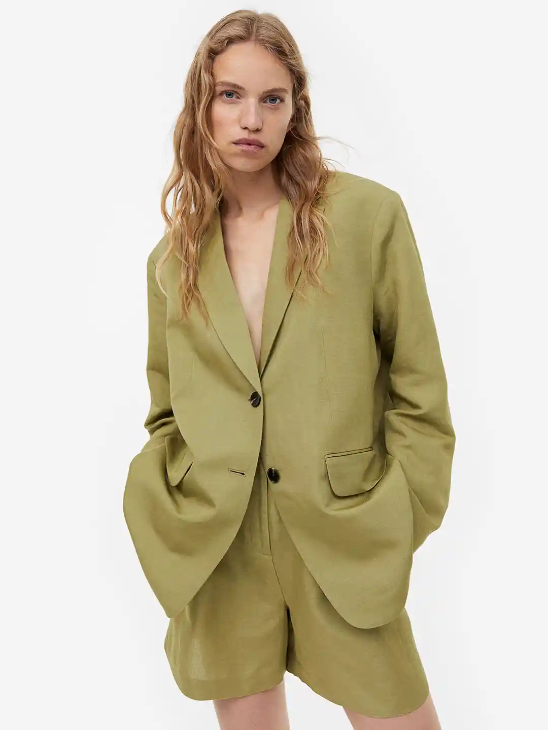 Buy H&M Oversized Linen-Blend Blazer Blazers for Women 23517318