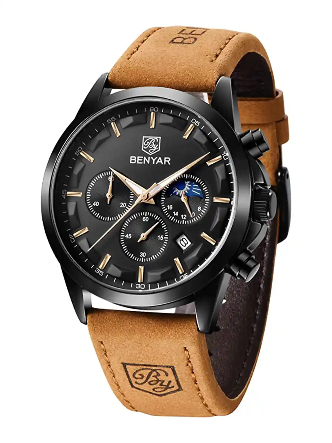 Buy BENYAR Men Dial Leather Bracelet Style Straps Analogue