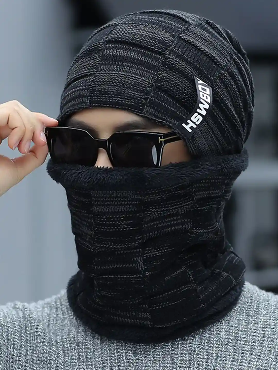 Buy Alexvyan Men Wind Proof Wool Thermal Cap Scarf Caps for