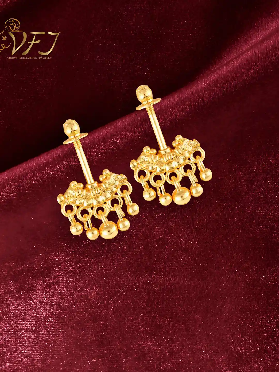 Buy Vighnaharta Gold-Plated Teardrop Shaped Bugadi Earrings