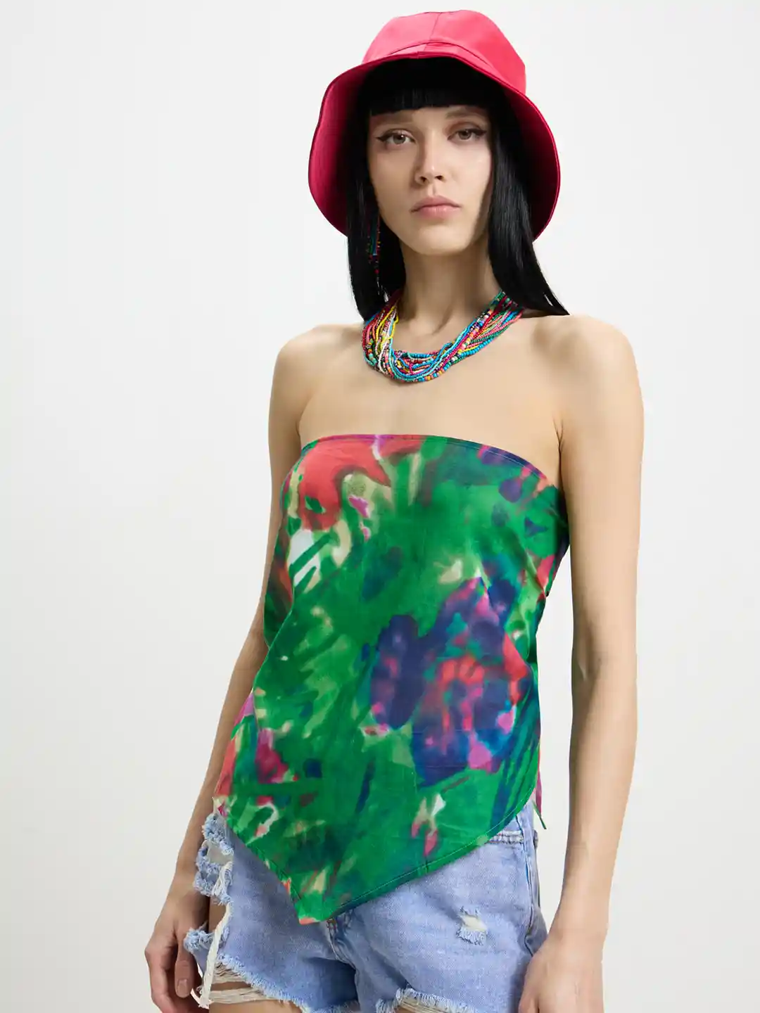 Buy CALLIOPE Tie and Dye Pure Cotton Scarf Top Tops for Women