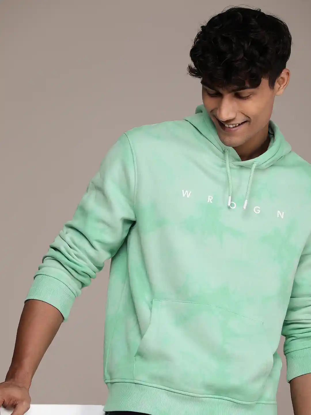 Buy WROGN Tie And Dye Printed Applique Hooded Sweatshirt