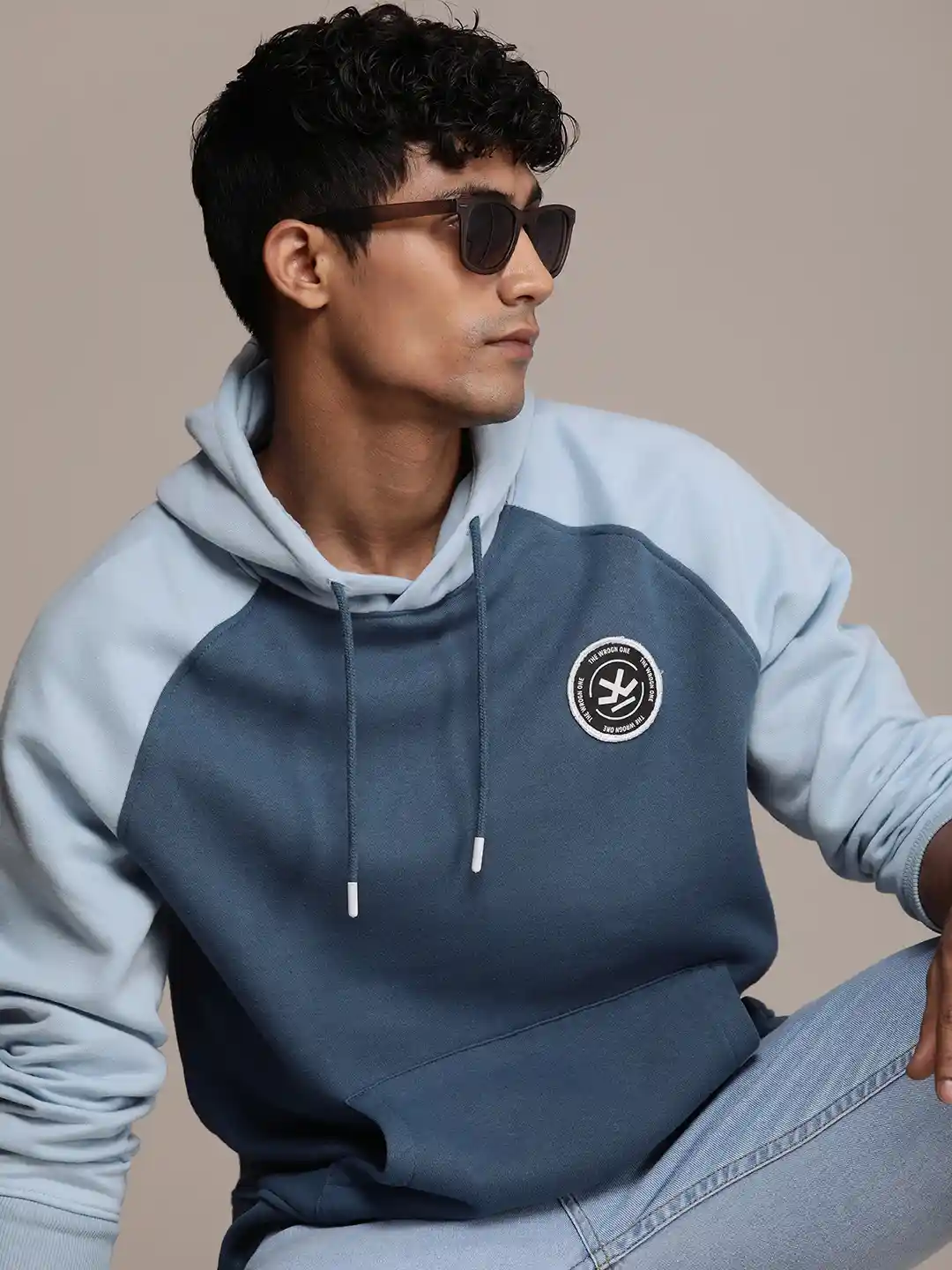 Buy WROGN Slim Fit Applique Detail Hooded Sweatshirt Sweatshirts