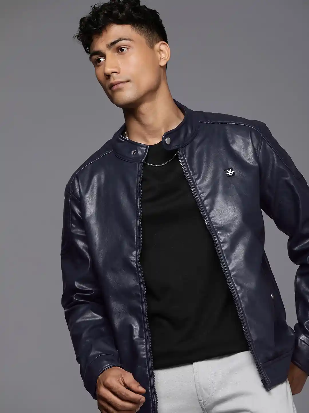 Buy WROGN Solid Slim Fit Leather Jacket Jackets for Men 23581594