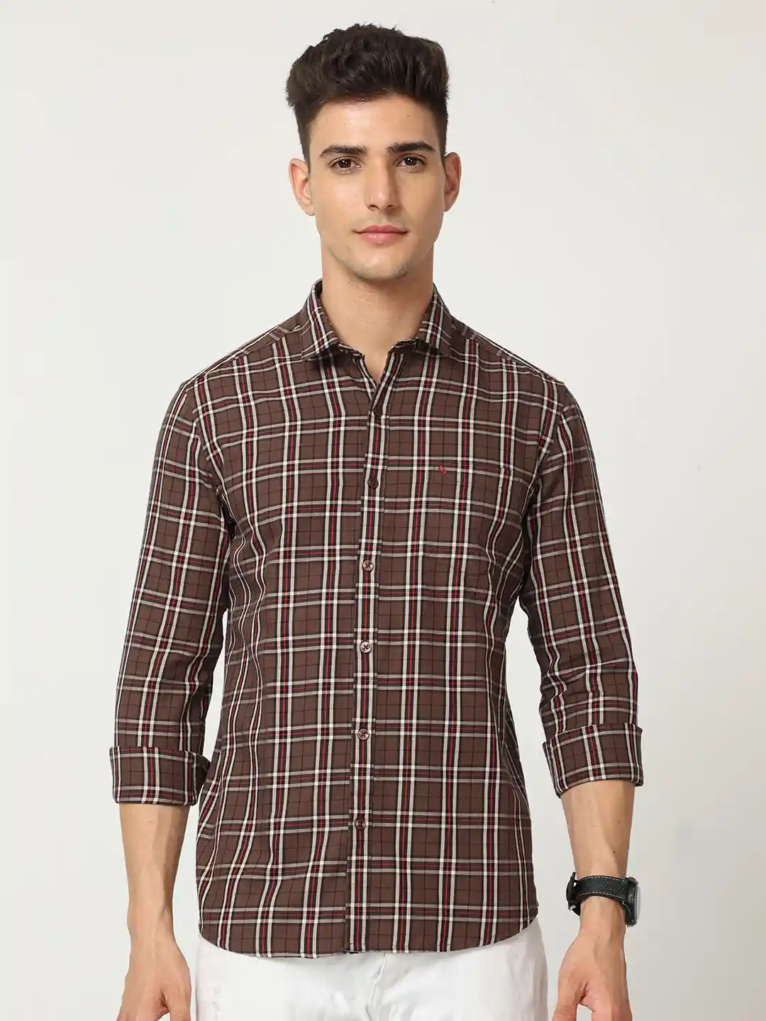 Buy Classic Polo India Slim Slim Fit Tartan Checked Opaque Cotton
