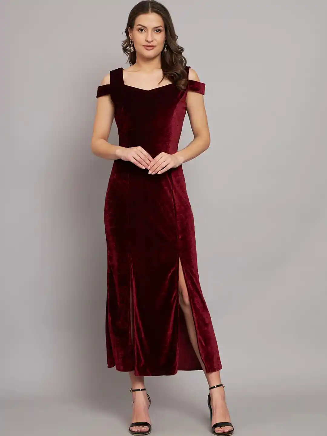 Buy VAARARO Cold-Shoulder Velvet Maxi Dress Dresses for Women
