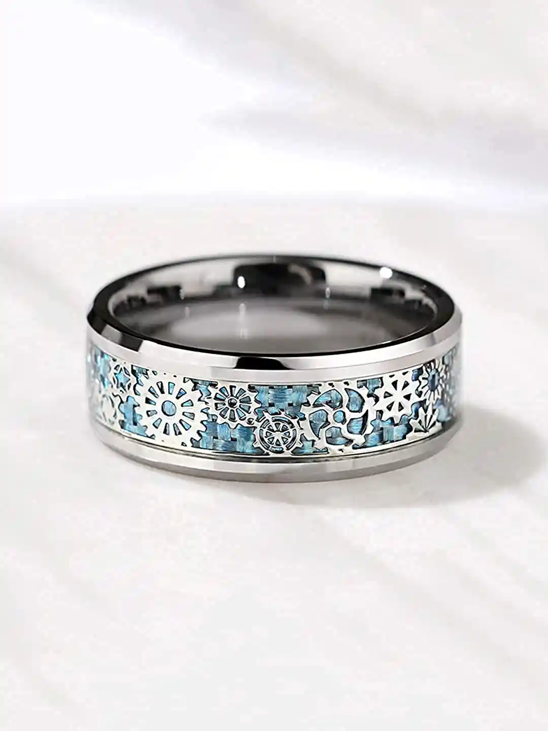 Buy MEENAZ Silver-Plated Textured Oxidised Thumb Band Finger Ring