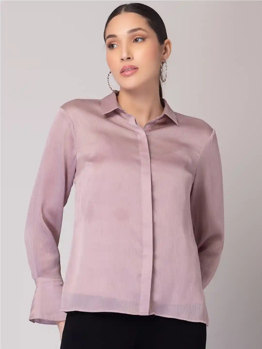 FabAlley Pink Chiffon Shirt Style Top