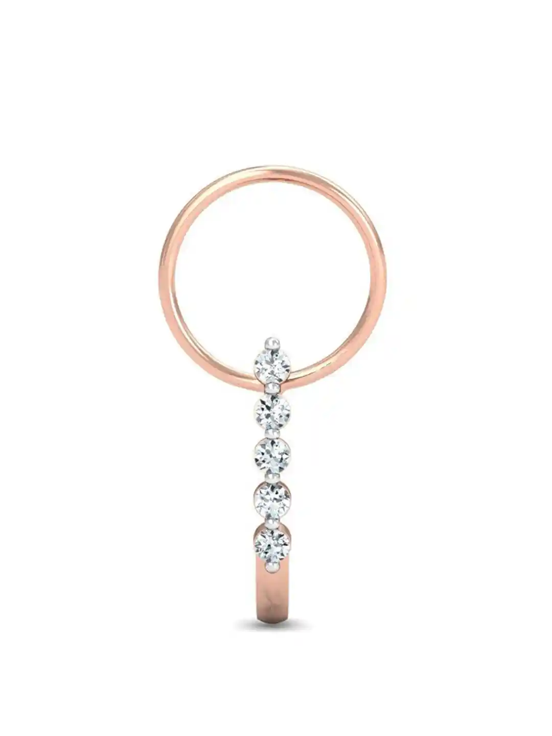 KUBERBOX Aalamb 18KT Rose Gold Diamond Studded J-Shaped Nose gm