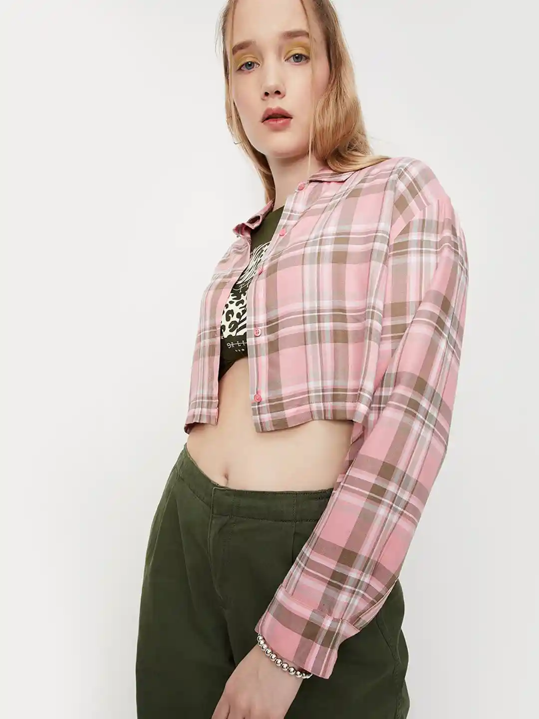 Buy max Tartan Checked Crop Casual Shirt - Shirts for Women