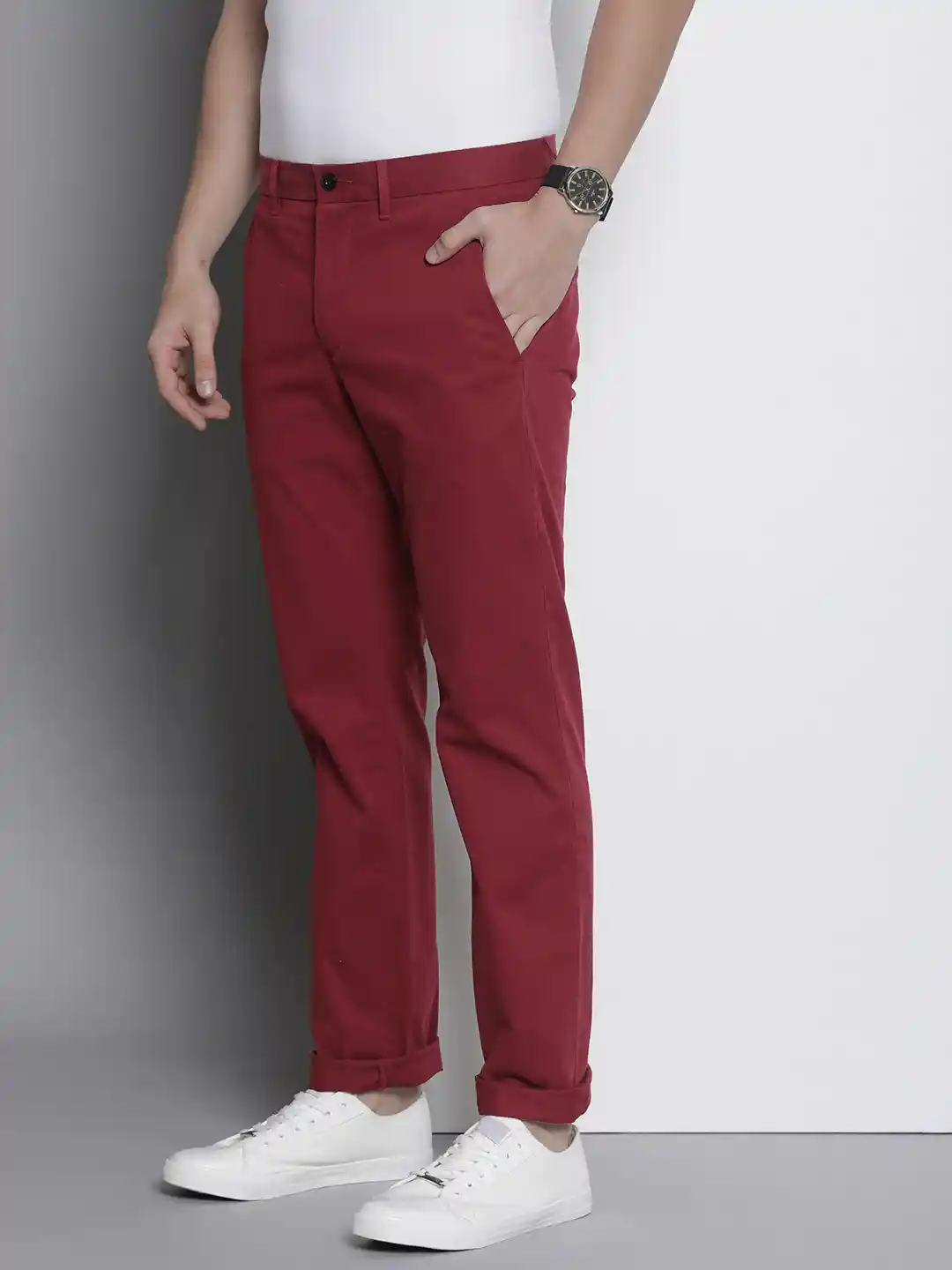 Buy Tommy Hilfiger Men Denton Straight Fit Mid-Rise Chinos