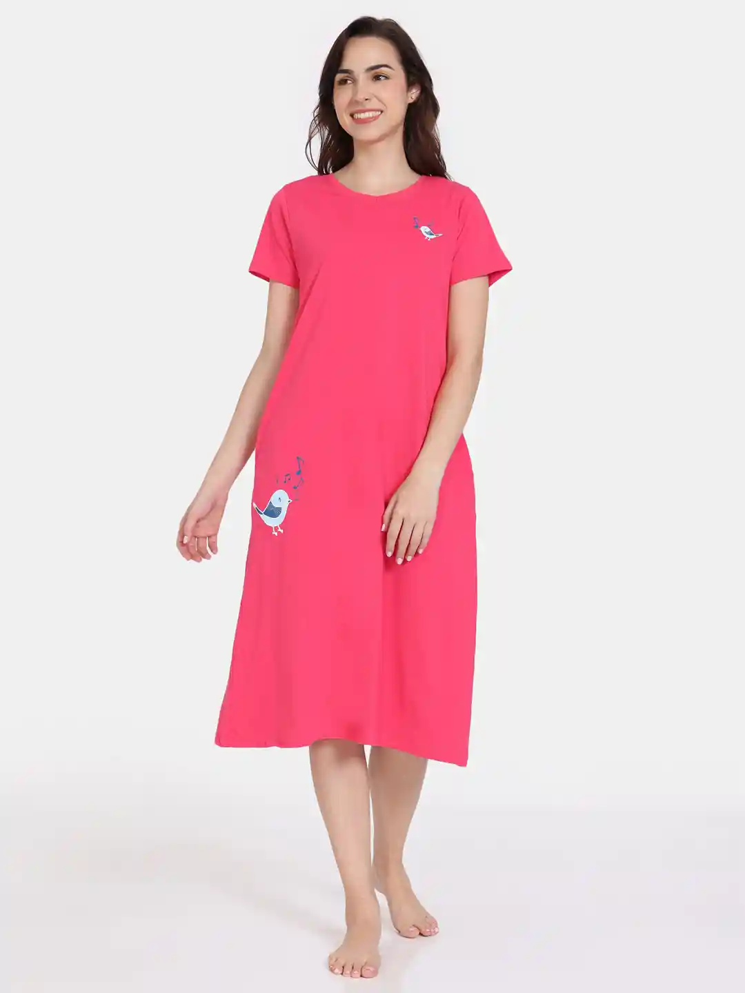 Buy Zivame Knee Length Pure Cotton T-Shirt Nightdress Nightdress